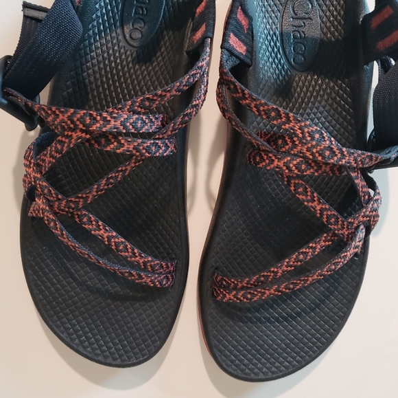 Chaco ZX1 Ecotread Padded Eclipse Sandals Girls Size 6 Kids JR Orange Black - Picture 9 of 16